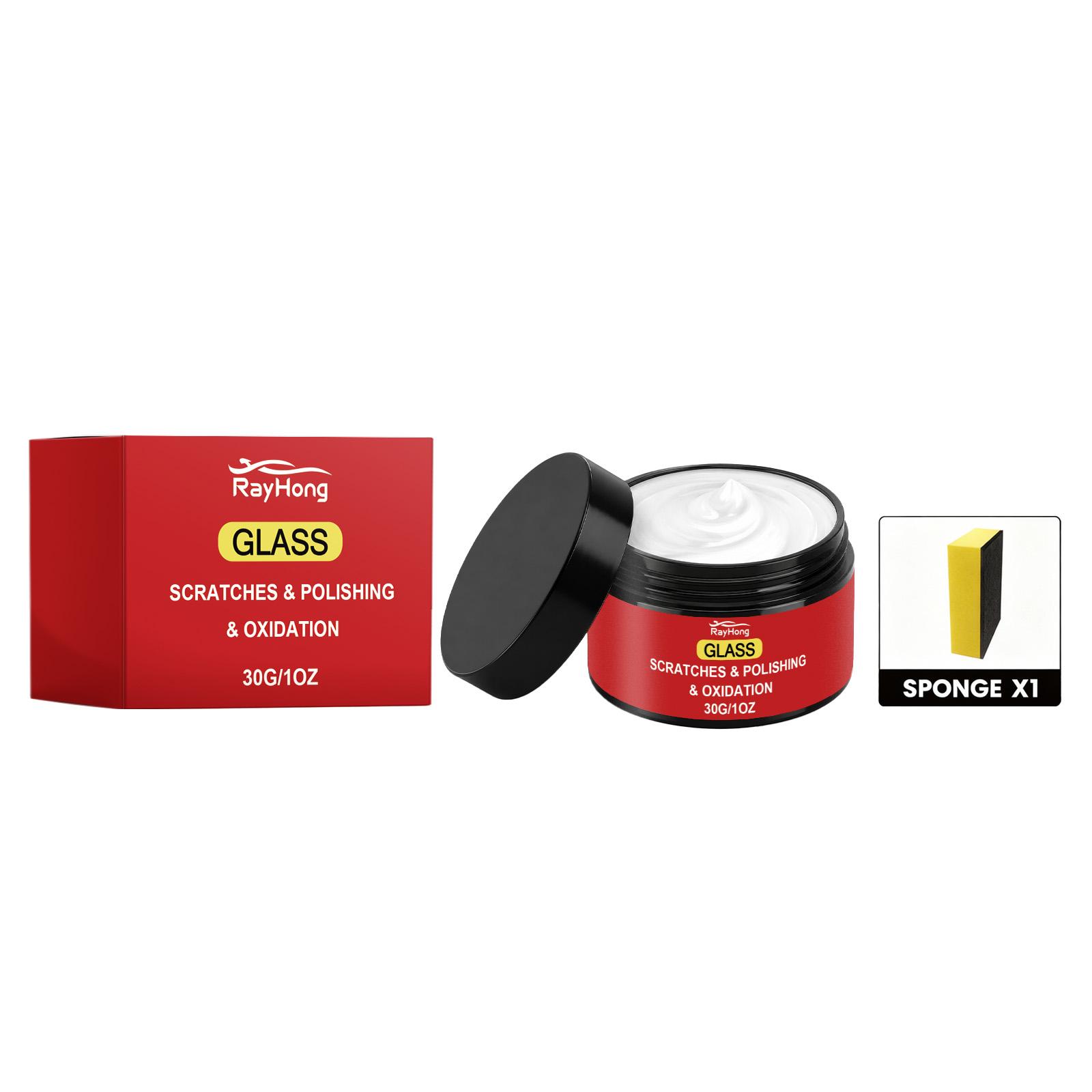 Glass scratch removal paste, car windshield and window scratch and watermark polishing and maintenance paste