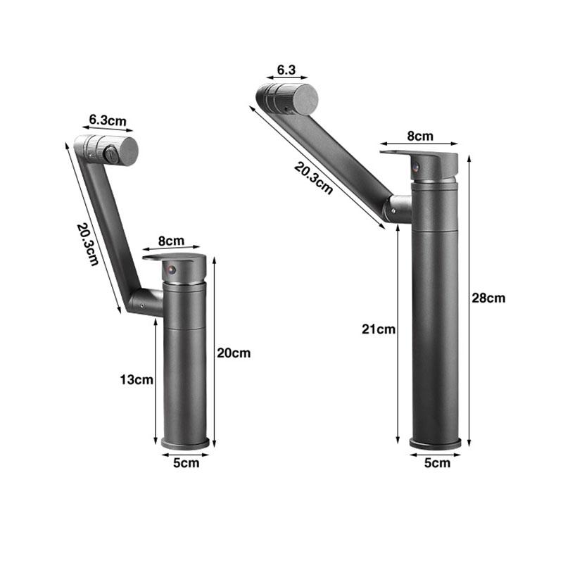 Gun Grey Bathroom Basin Faucet Deck Mounted Washbasin Faucet 360 Rotation Mix Hot And Cold Faucets Brass Sink Faucet