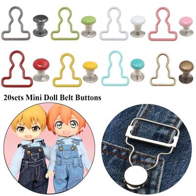 20sets Mini Gourd Style DIY Metal Buckle Dolls Buckles Trousers Bags Accessories Doll Belt Buttons