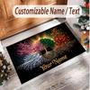 Tree of Life Theme Soft Crystal Velvet Rug Custom Name & Text Print Non Slip Floor Rug for Bedroom Living Room