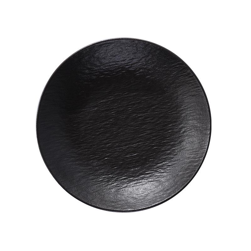Nordic Stone Pattern Ceramic Soup and Salad Bowl, Deep Dish Tableware, Black/White.