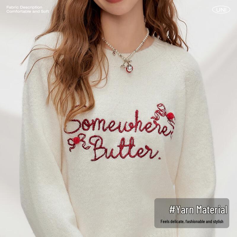 UNIFREE Letter Embroidered Pullover Sweater