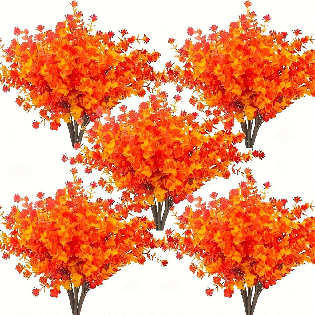 6pcs Uv-Resistant Artificial Fall Flowers - Perfect For Outdoor, Home & Kitchen Decor | Ideal For Thanksgiving, Christmas & Autumn Celebrations