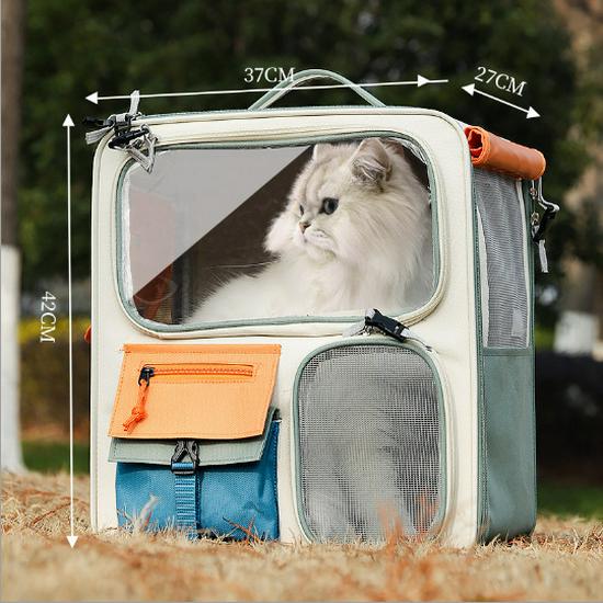 

Portable Cat Backpack with Anti-Stress Leash - Large Capacity, Double Shoulder Design for Outdoor Use For 20 lbs Cats, 10 lbs Dogs