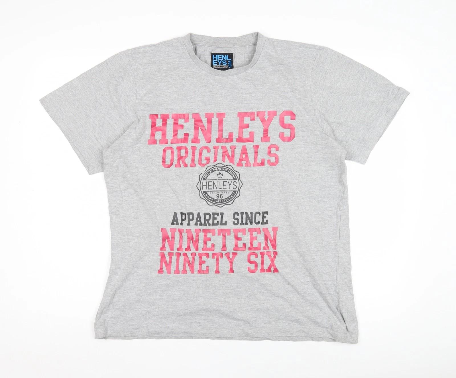 

Henleys Men s Grey Graphic Print T-Shirt, Size L L
