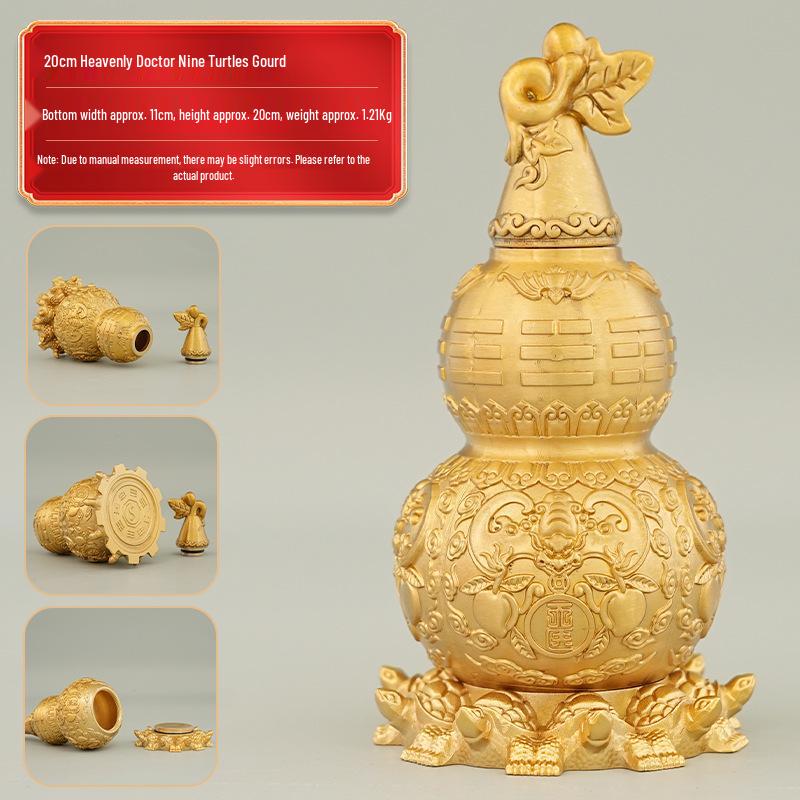 Brass Nine-Turtle Copper Gourd Bagua Desktop Decoration Ornament