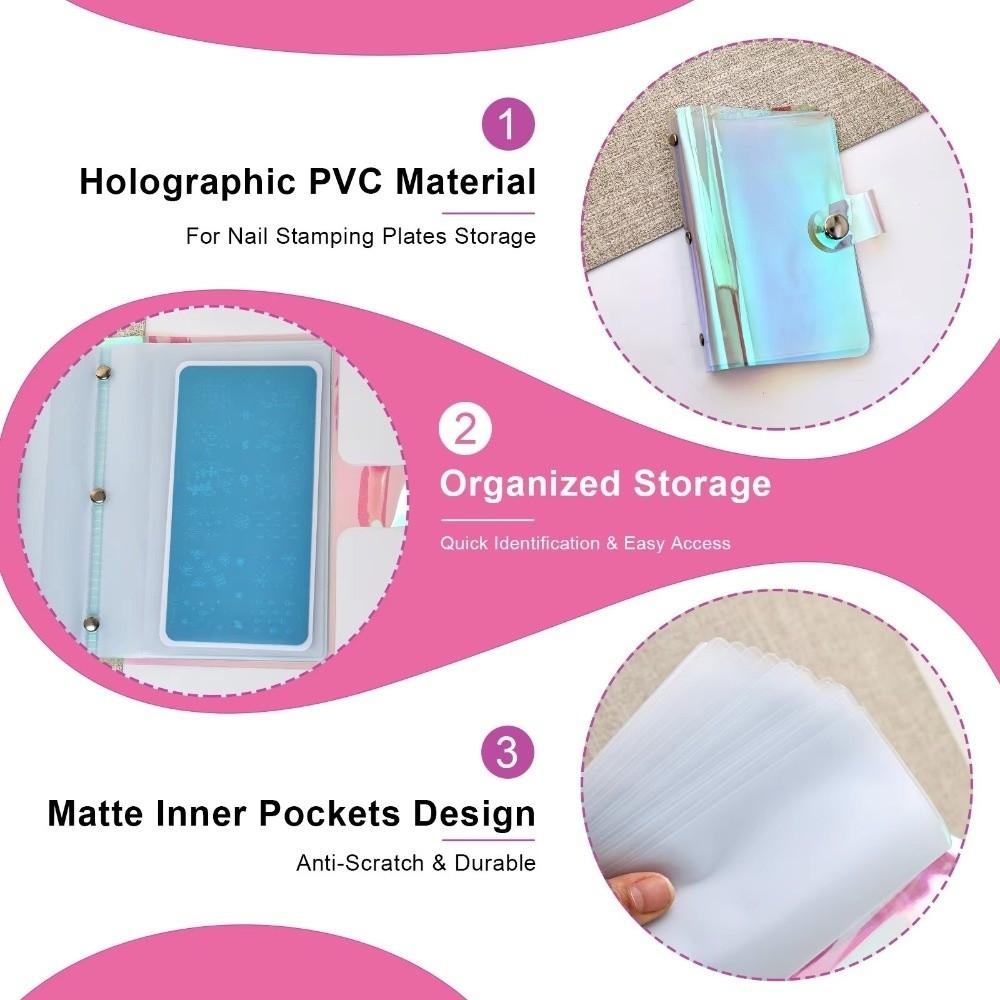 Soft Cover Nail Stamping Plate Holder Dustproof Organizer  For Square Round Plates