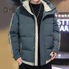 Giacca da uomo in cotone con cappuccio, manica lunga, patchwork, colore imbottito, antivento, caldo cotone, patta con cerniera, capospalla