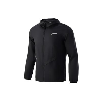 Li Ning Reflektierendes Logo Wasserabweisende Sport Kapuzenjacke Herren Jacken Schwarz AFDR123-1