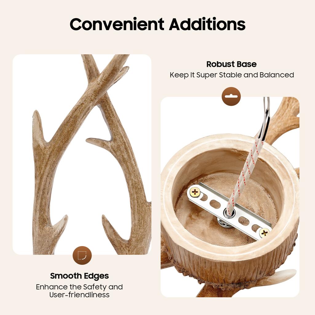 Antler Wall Lamp Vintage, Resin Iron Wall Light with 2 E14 Bulbs, Warm White LED for Living Room, Bedroom, Study