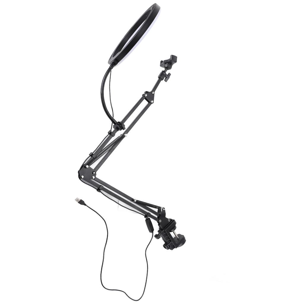 Clamp Ring Light Over Head Ring Light with Phone Holder 4.5cm Maximum Clamp Thickness for Desktop Li
