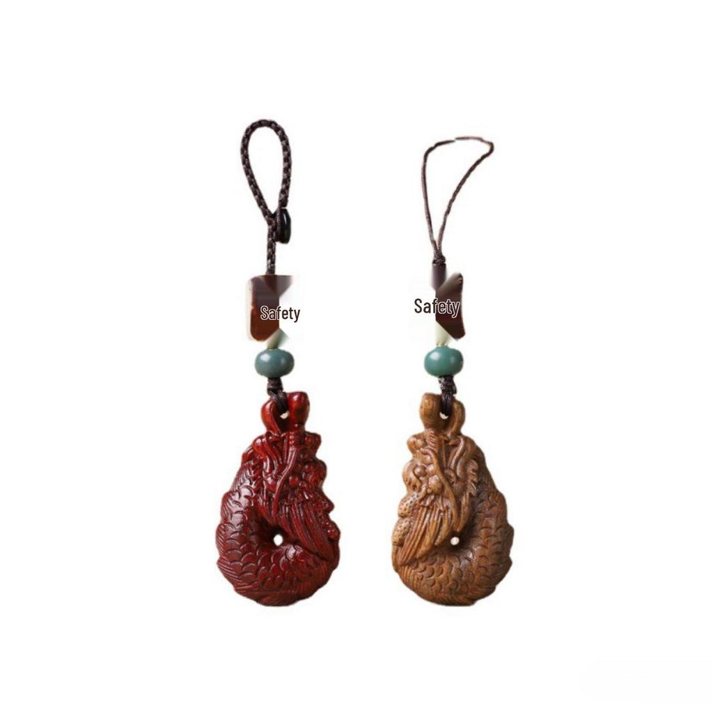 Sandalwood Dragon Zodiac Keychain Pendant for Couples