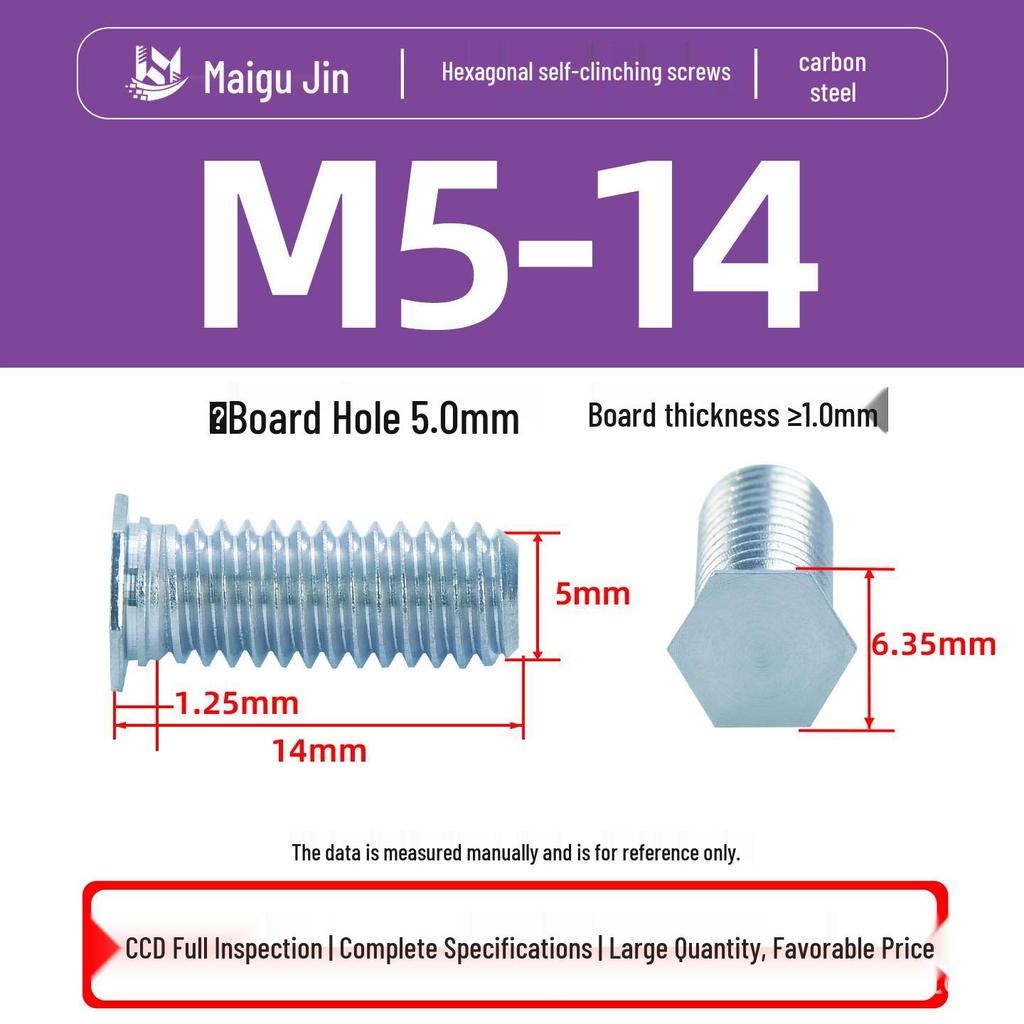 NFH Hex Rivet Nut: Galvanized Press Plate External Thread Screw, 8.8 Grade, M3-M8 Sizes.