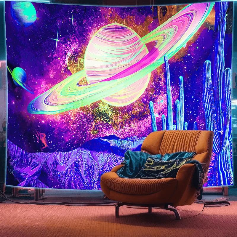 Ultraviolet Punk Cyberrobot Luminous Tapestry, Indoor Mood To Create Atmosphere, Psychedelic Luminous Art, Bedroom Decoration