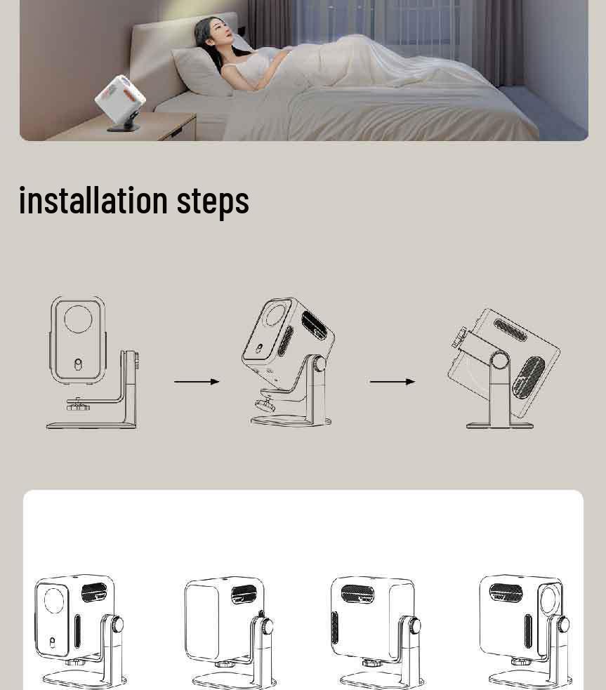 360° Pan-Tilt Rotating Projector Stand for Ceiling and Desktop Mounting