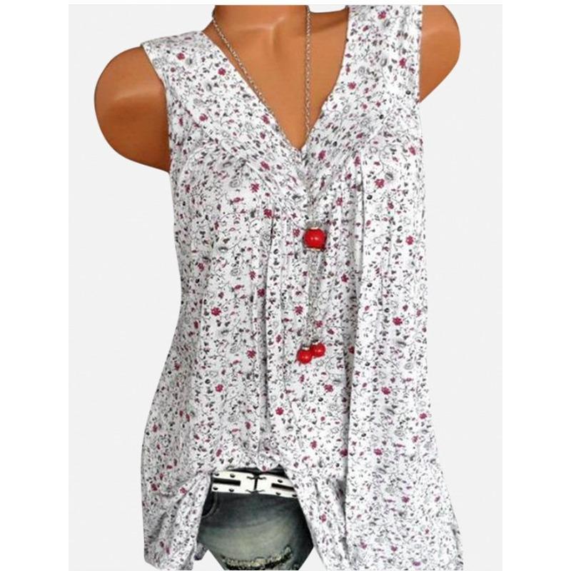BITCED Women's Fashion Casual Solid Color Print Sleeveless V Neck Blouses & Shirts