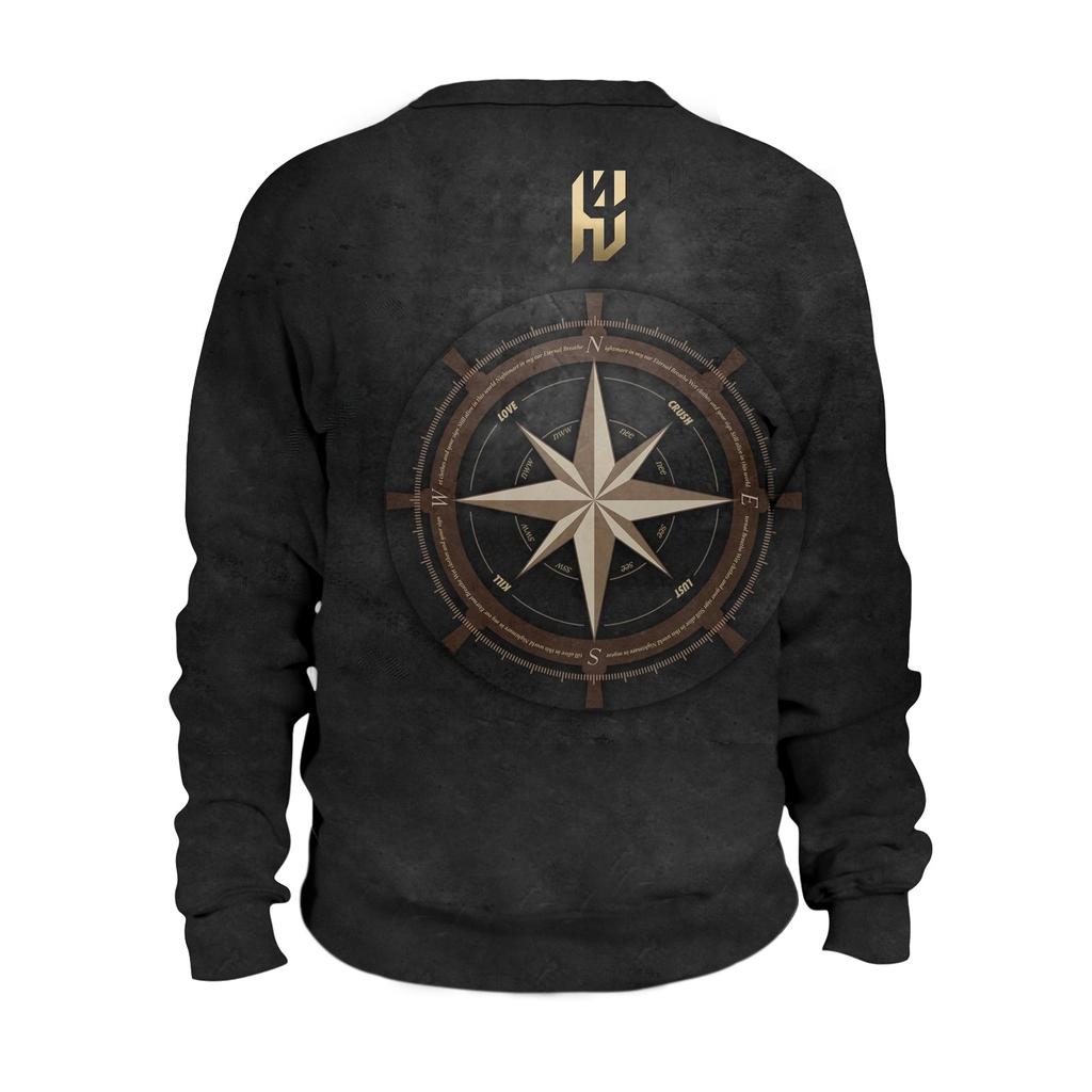 Pullover mit V-Ausschnitt für Herren, 3D-Digitaldruck, Stehkragen, 6 Knöpfe, Vintage-Kragen