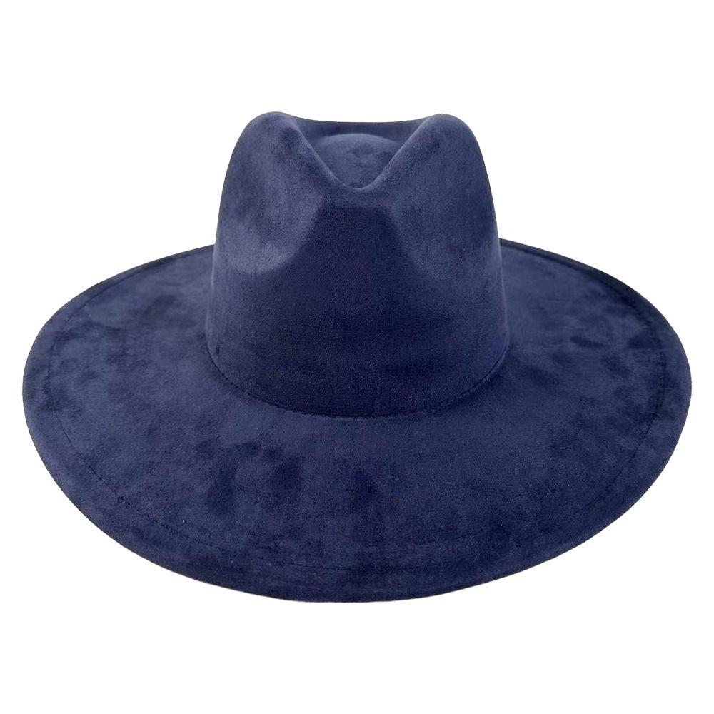 New Artificial Suede Western Cowboy Hat Curved Brim Wide Brim Fedora Hat Mujer Style Roll Brim Cowgirl Cap Outdoor Riding