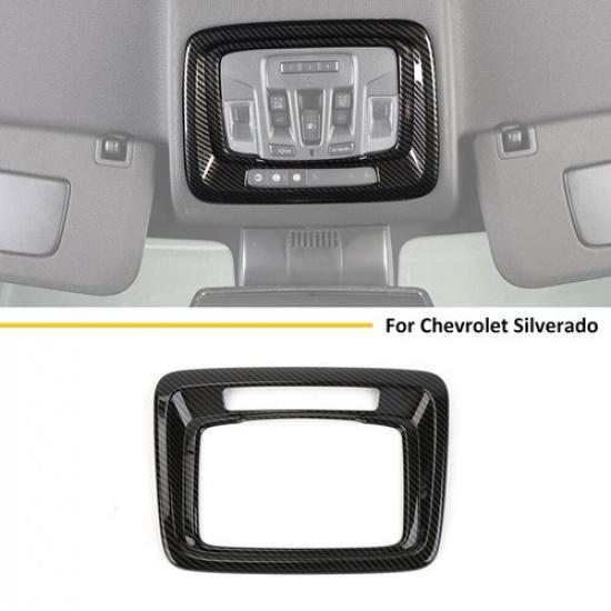 Carbon Fiber Front Reading Light Lamp Cover Trim for Chevy Silverado -