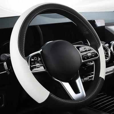 Bilrattkåpa i läder 38cm Bilsportstil Autorattkåpa Anti-halk Anti-skrapa rattkåpa