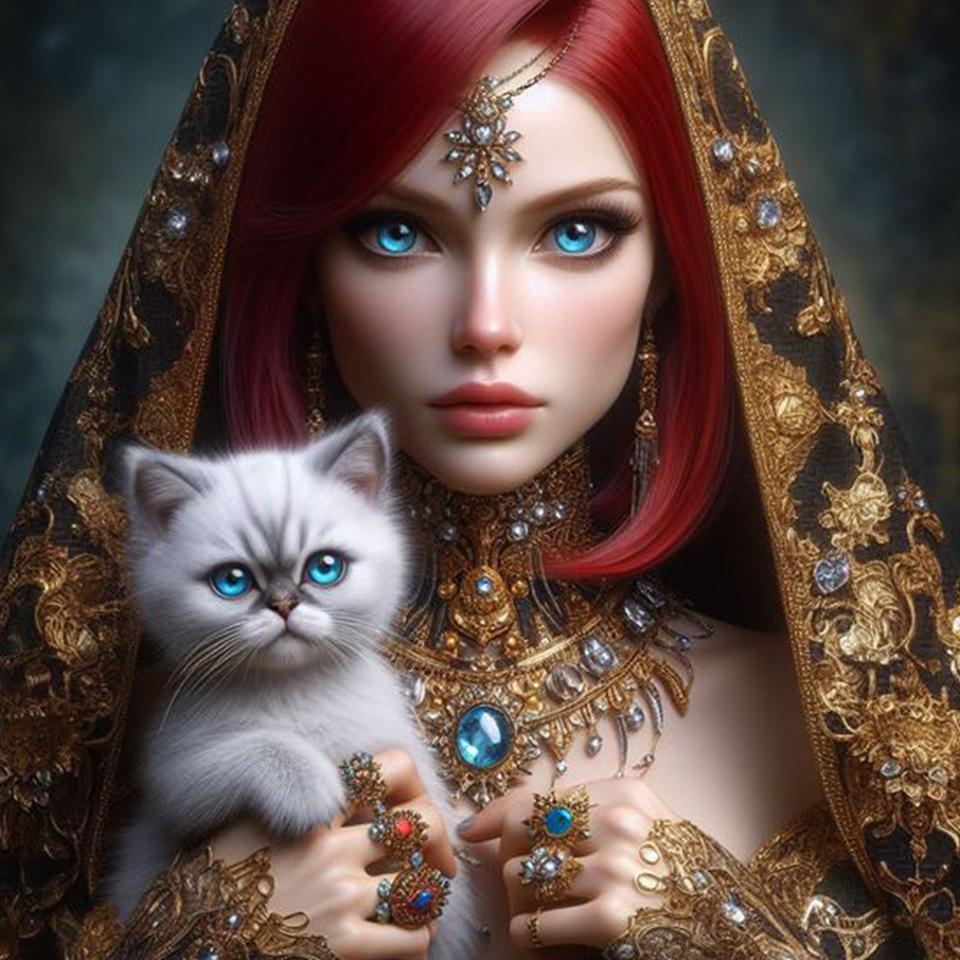 

2024 Новые ювелирные головные уборы для женщин и кошек Алмазный рисунок 5D DIY Художественная мозаика Вышивка крестом Украшение для вышивки Новый подарок Full Round 20x20CM