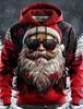 Unisex Santa Claus Christmas 3D Print Oversized Hoodie Casual Pullover Sweatshirt