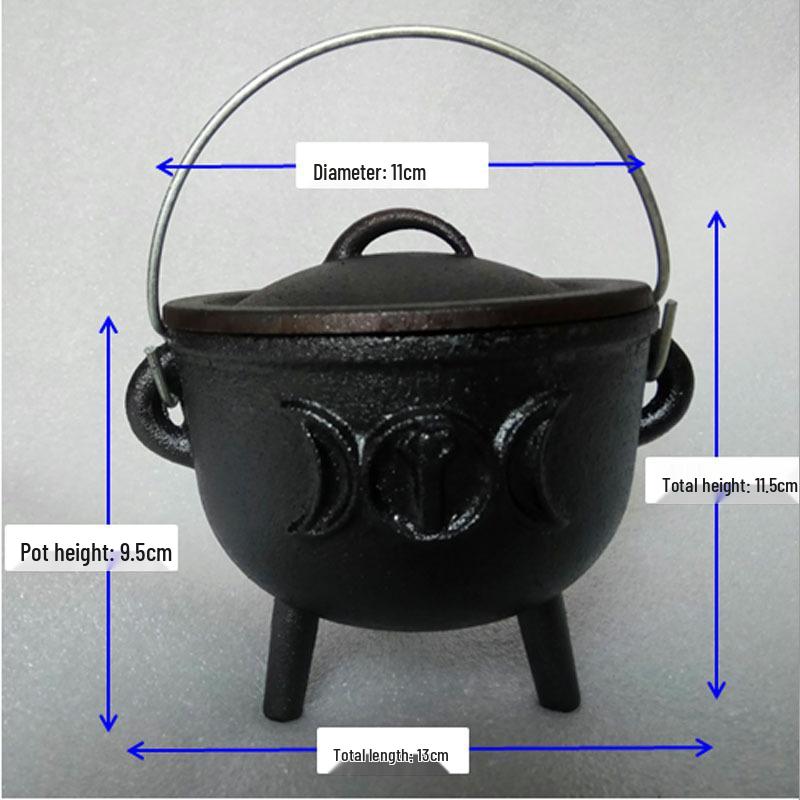 Handmade Cast Iron Geometric Tripod Pot: Retro Ornaments & Ritual Decor