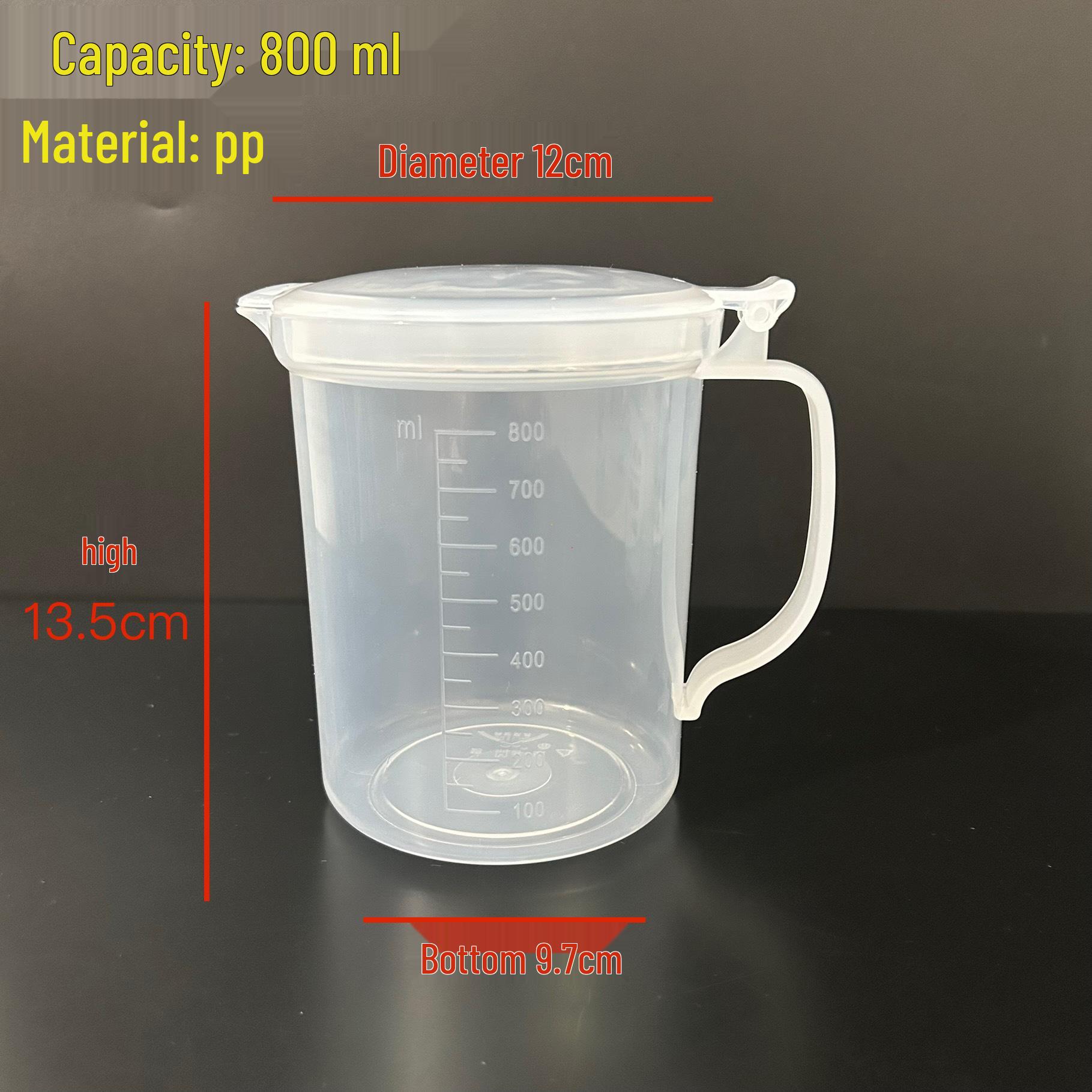 800ml Transparent Plastic Microwave Cup with Lid & Handle - Measuring & Breakfast Cup