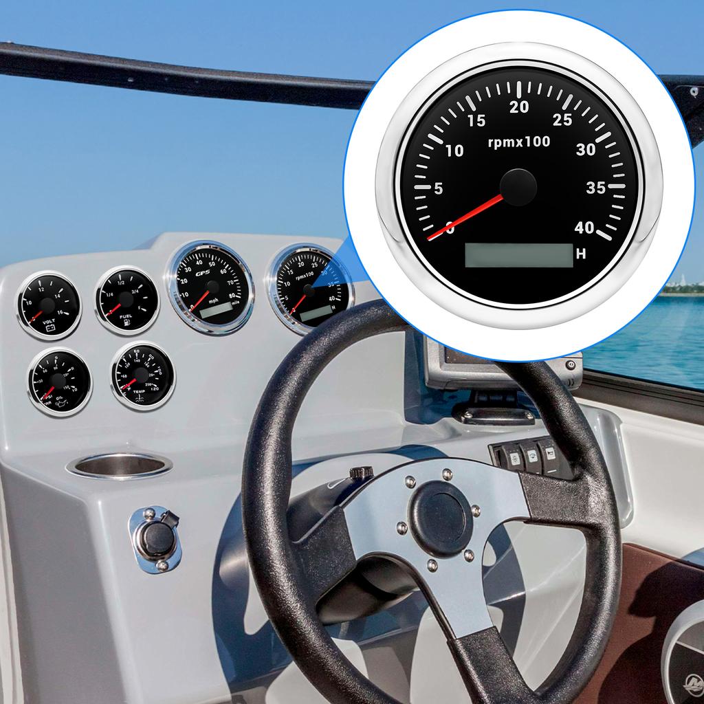 7Color Backlight 4k RPM Meter 85MM Car Tachometer Outboard Automotive Rpm Digital Odometer Hourmeter for Boat Yacht Motor 12V24V