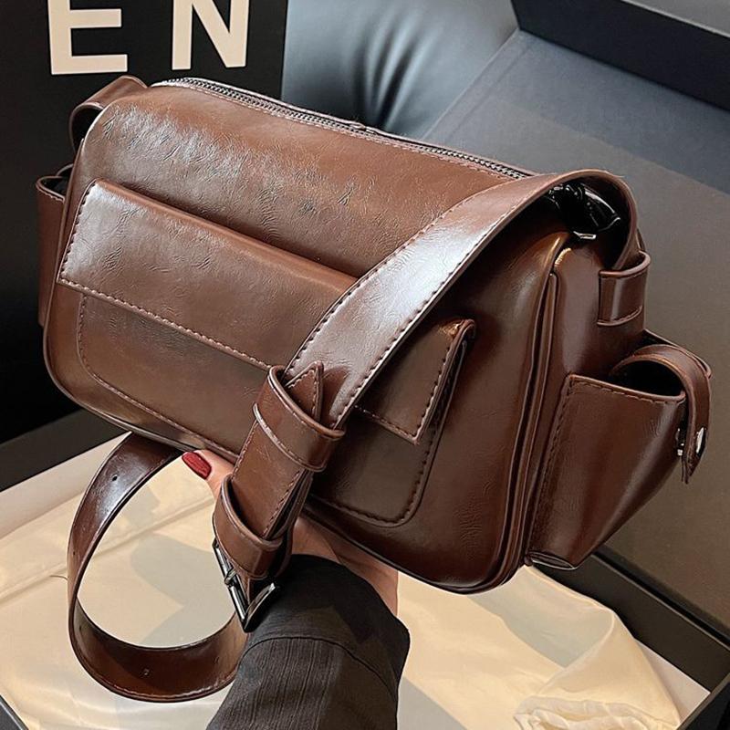Borsa a tracolla INS rossa da donna Autunno Inverno Nuova Grande capacità Borse a spalla retrò Texture PU Borse a mano quadrate Tendenza