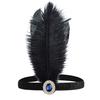 Women's Black Hair Accessories Beaded Sequin Hair Band 1920s Retro Gatsby Single Party Ladies Headwear Dress UP Feather Headband