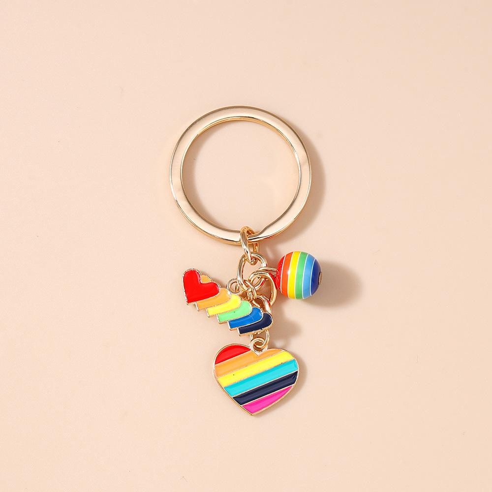 

Fashion Rainbow Keychain Happy Rainbow Diy Alloy Accessories Colorful Cloud Charm Couple Family Keychain Pendant
