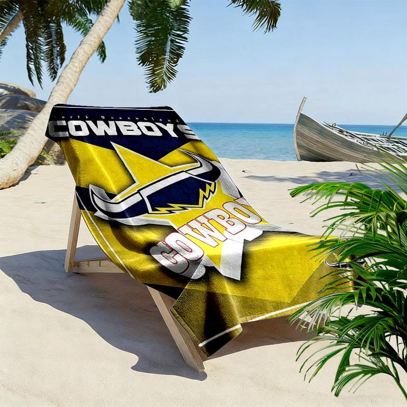 North Queensland Cowboys Print Beach Towel, Large Soft Quick Dry Towel for Beach Camping Swimming