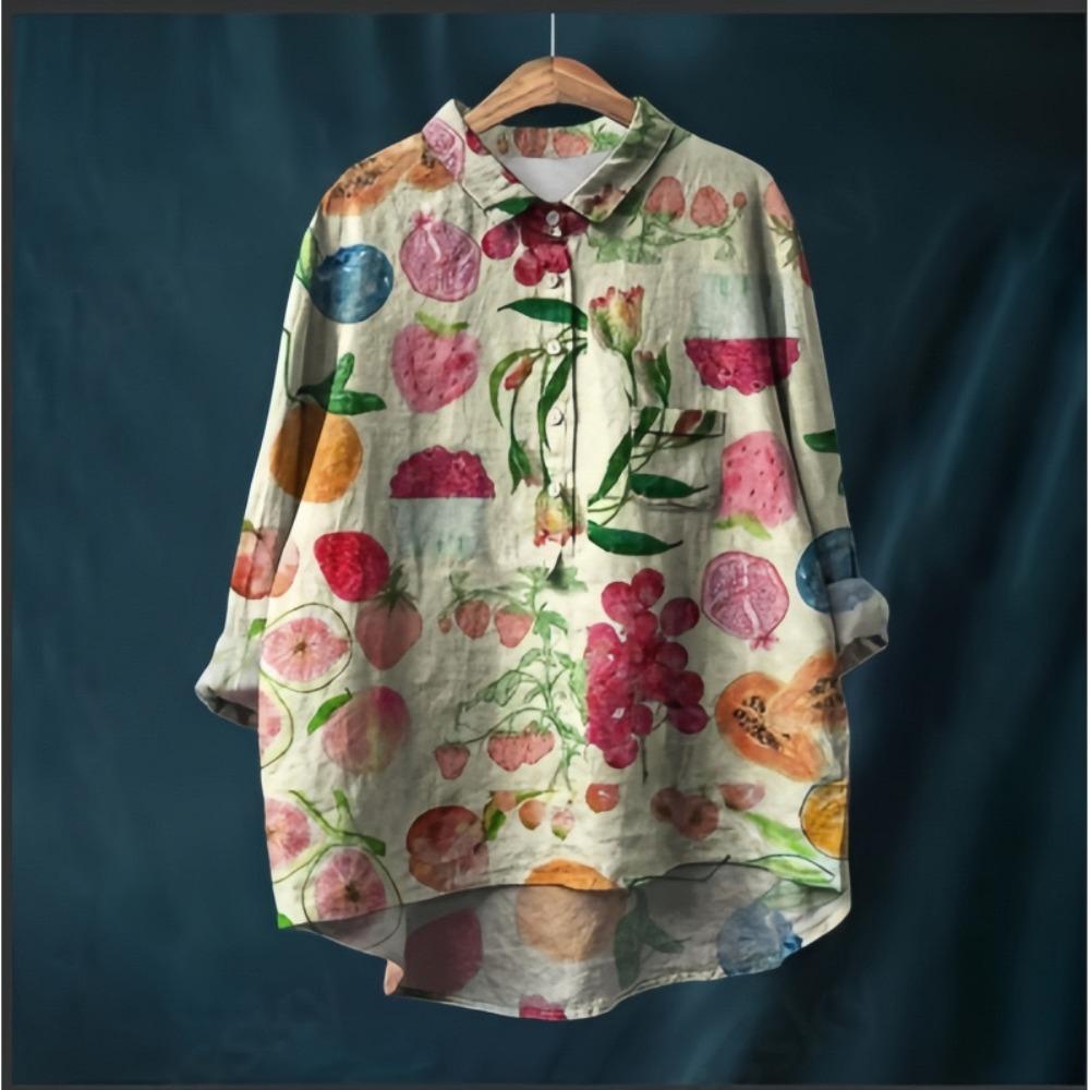 Damen Hemd mit Kragen, halber Knopfleiste, lockerem Schnitt, lässig, langen Ärmeln, aus Polyester