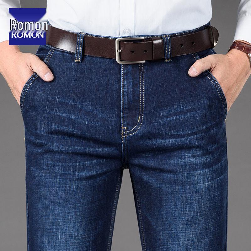 Romon Herren Straight-Leg Stretch Jeans - Herbst/Winter 2025: Vielseitige lässige lange Hosen für Mittelalte