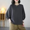 Spring and Summer All-match Literary Retro Lantern Sleeve T-shirt Western Style Age-reducing Casual Three-quarter Sleeve Blouse Women's Clothing