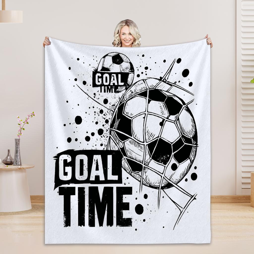 1PC Blanket Football 3D Printed Blanket Flannel Warm Cozy Blanket Home Travel Birthday Gift for Boys Chair Sofa Room Decoration