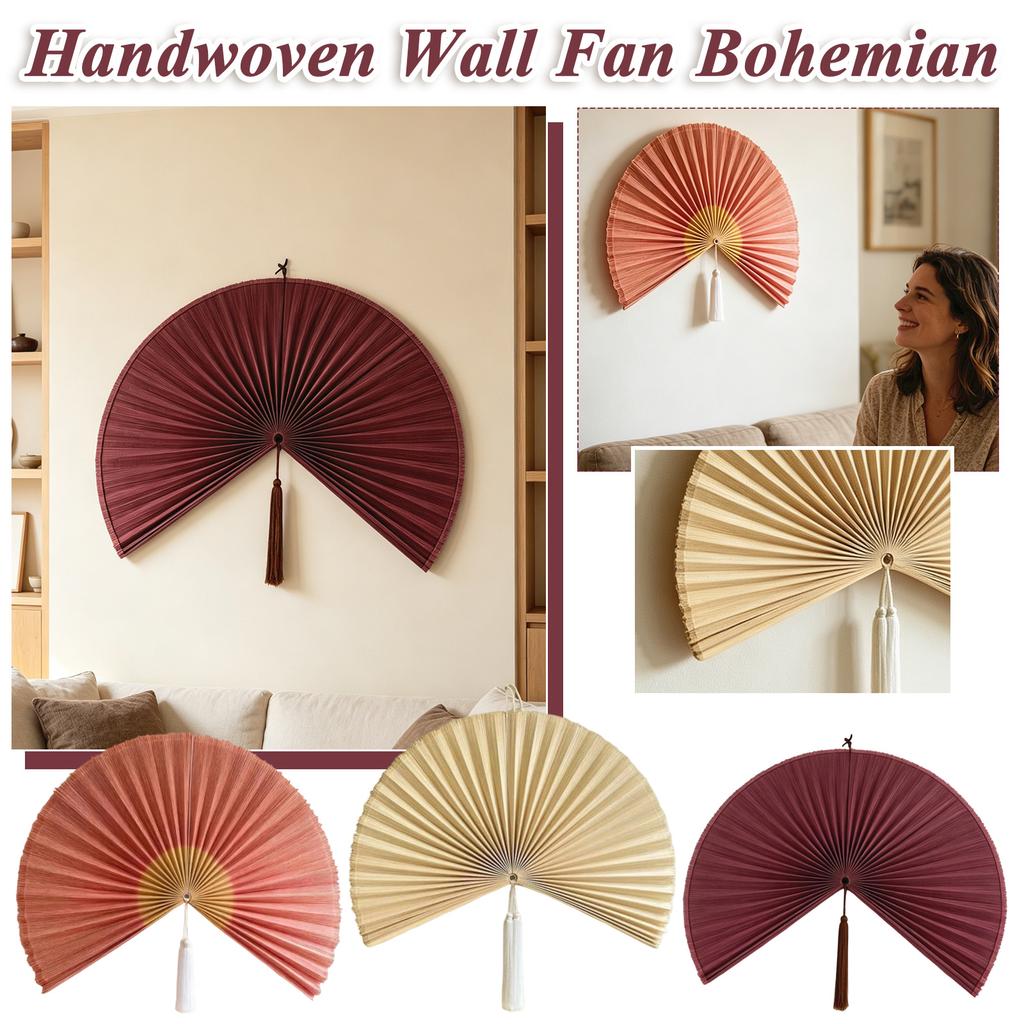 Handgewebter Wandfächer Böhmisch Asiatisch Dekorative Wanddekoration für Schlafzimmer Wohnzimmer