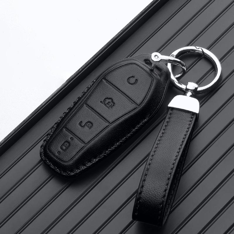 Genuine Leather Auto Key Fob Cover Smart Case Housing Mount Remote Fit For Byd New Atto 3 Atto 2 Song Pro Shark 6 Dolphin Mini Seal U 05 Sealion 07