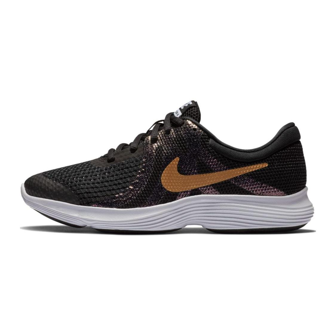 

Детские кроссовки Nike Revolution 4 Shield GS Black Metallic Gold, белые AV4484-001