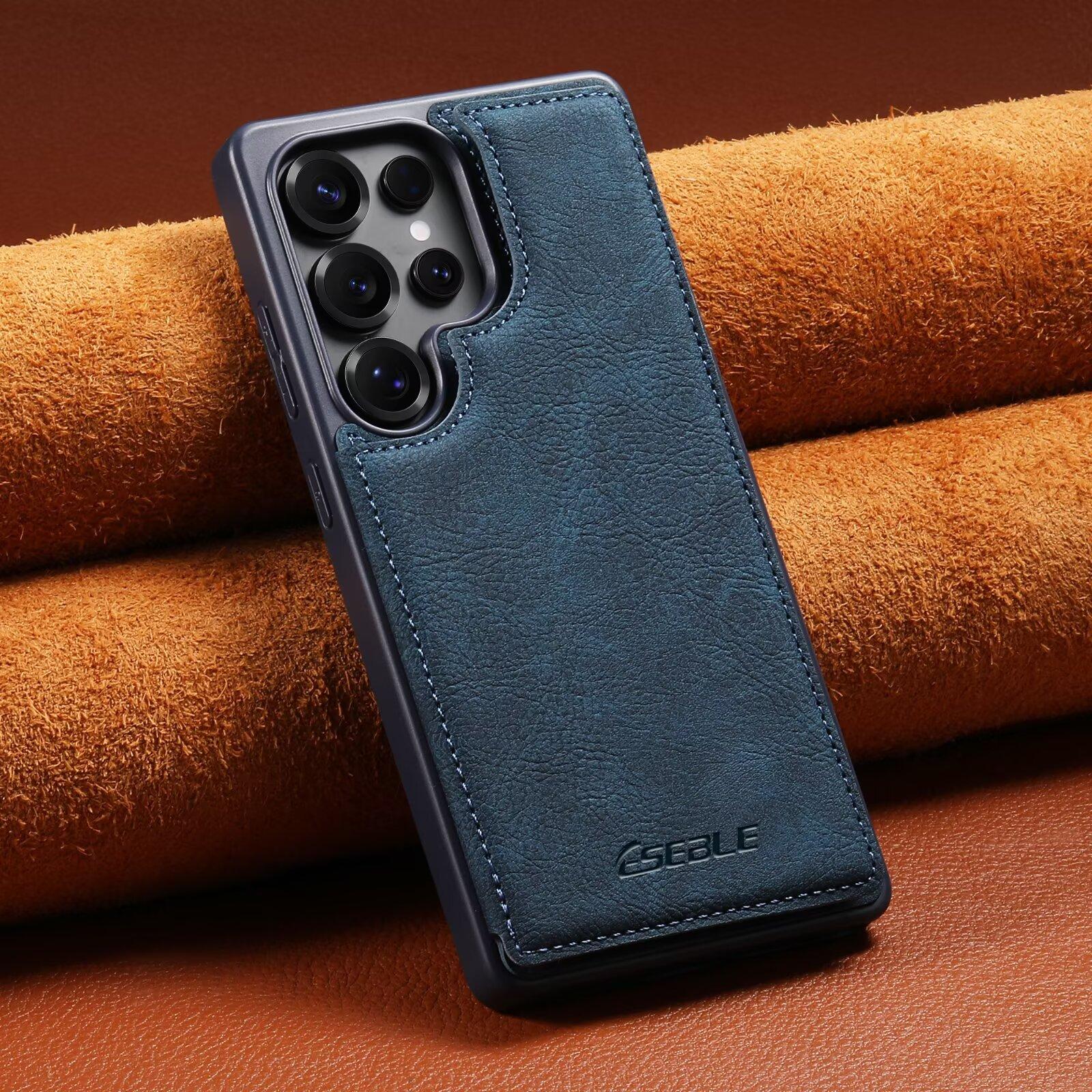 

Leather Flip Card sHolder Wallet Phone Case For Samsung Galaxy S26 S25 Ultra S24 FE S23 S22 A56 A55 Buckle Protective Cover Bag Galaxy S25 синій