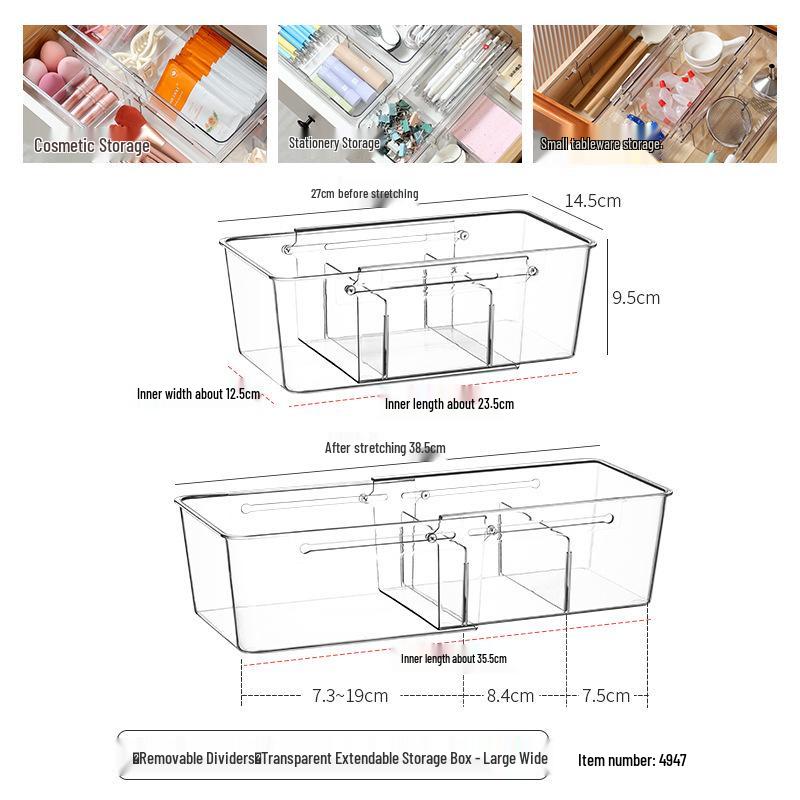 "Japanese-Style Retractable Drawer Organizer with Partitions"