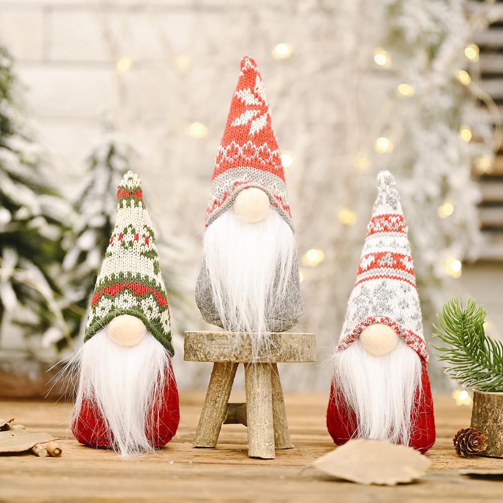 Christmas Fairy Snowflake Knit Hat Forest Elder Figurine Decorative Gift For Holiday Decor