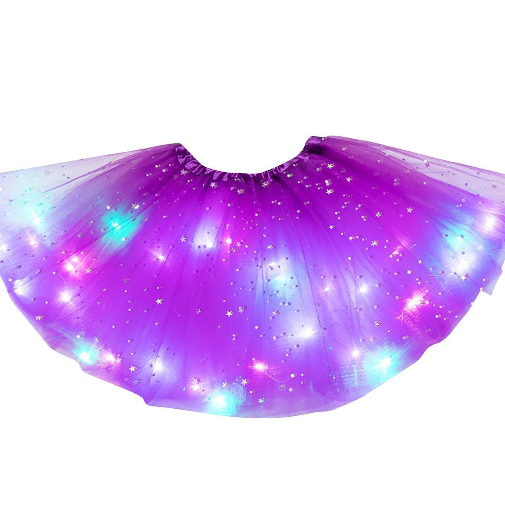 Women's Sequined Light-emitting Half-length Mesh Skirt LED Light Tulle Skirt