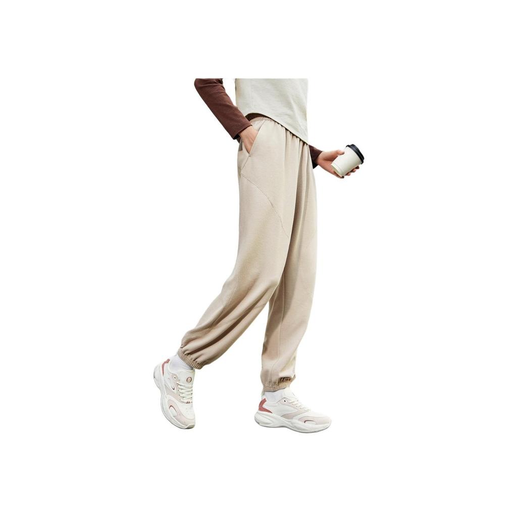 Anta High Waist Loose Breathable Cuffed Knitted Sports Pants Women bottoms Purple Khaki 162438301-1