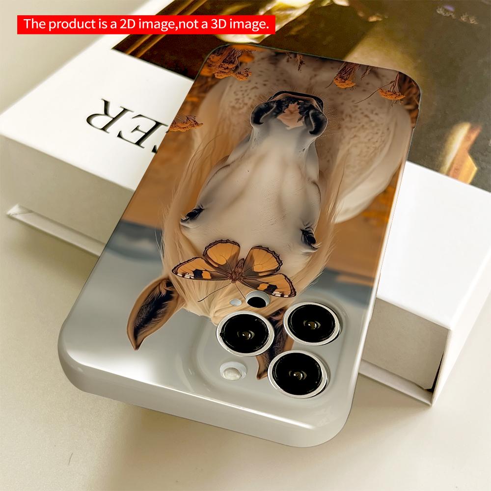 2DFlat Butterfly on White Horse in Golden Field All inclusive film hard phone case, compatible with iPhone 18 Pro Max 17 16 15 14 13 12 11