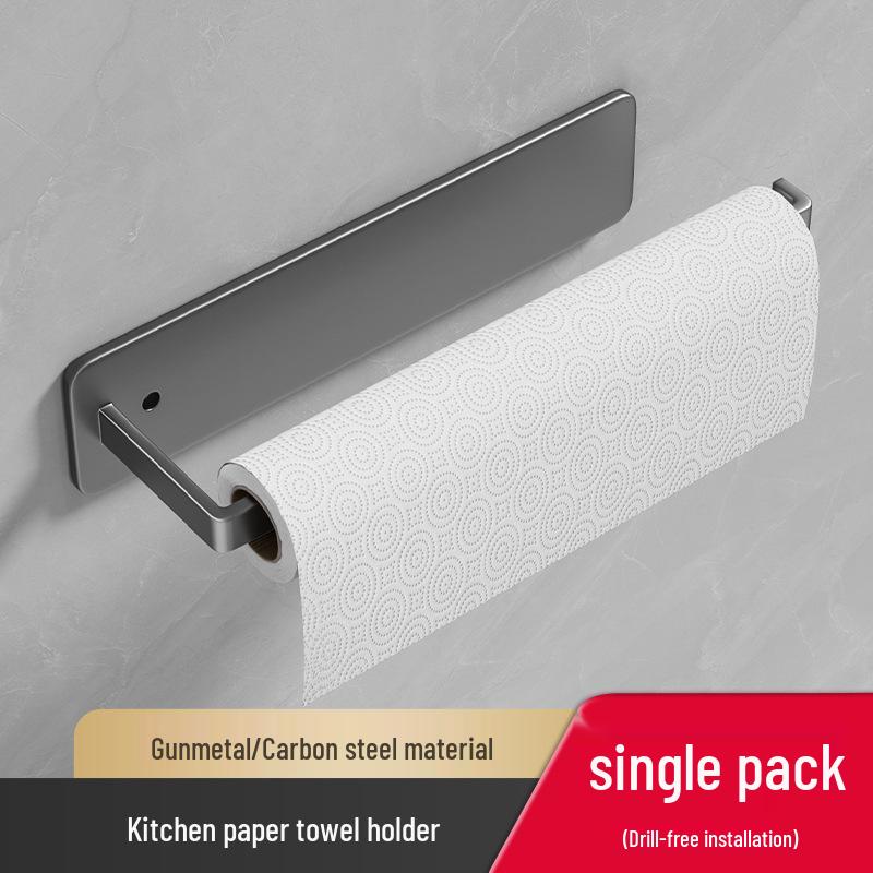 Wall-Mounted Kitchen Paper Towel Holder and Storage Rack