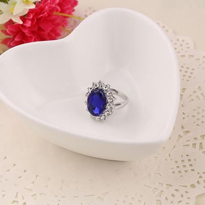 Women Fashion Wedding Jewelry Blue Crystal Rhinestone Engagement Band Ring