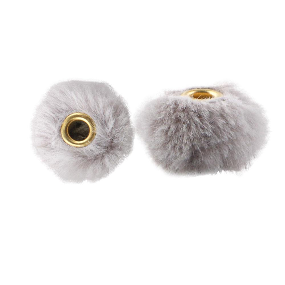 20Pcs/lot 20MM Pompom Beads Plush Fur Covered Ball Bead Charms Straight Hole Big Hole Spacer Beads For Handmade Jewelry Access