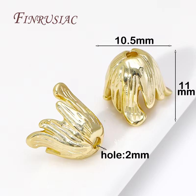 18K Gold Plated Brass with Zircon Spacers Bead Caps For Jewelry Making,Flower Bead End Caps DIY Necklace Bracelets Accessories